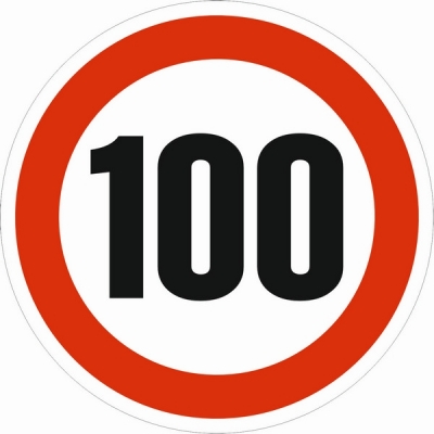 Indicator Semnalizare Limitare viteza 100, autocolant diametru 120mm